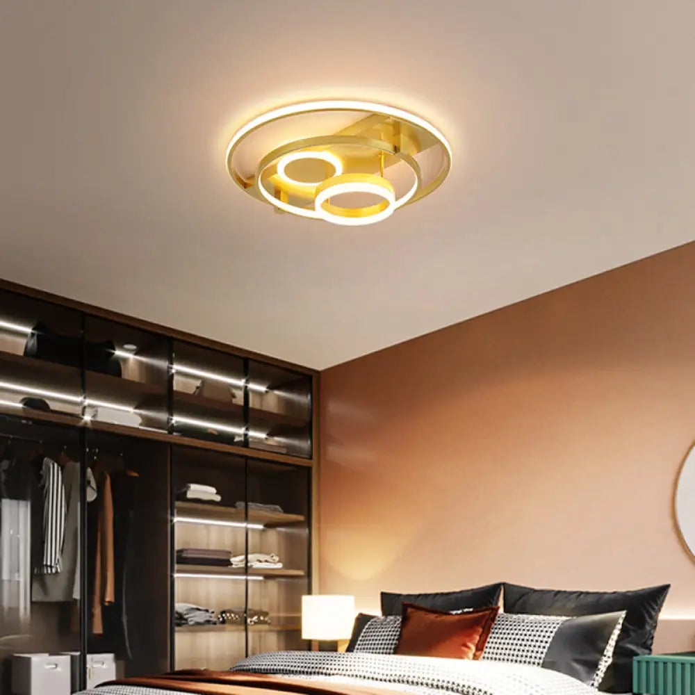 Contemporary Led Flush Mount Ceiling Light With Acrylic Cover - Gold Finish (18’/21.5’ Width) / 18’