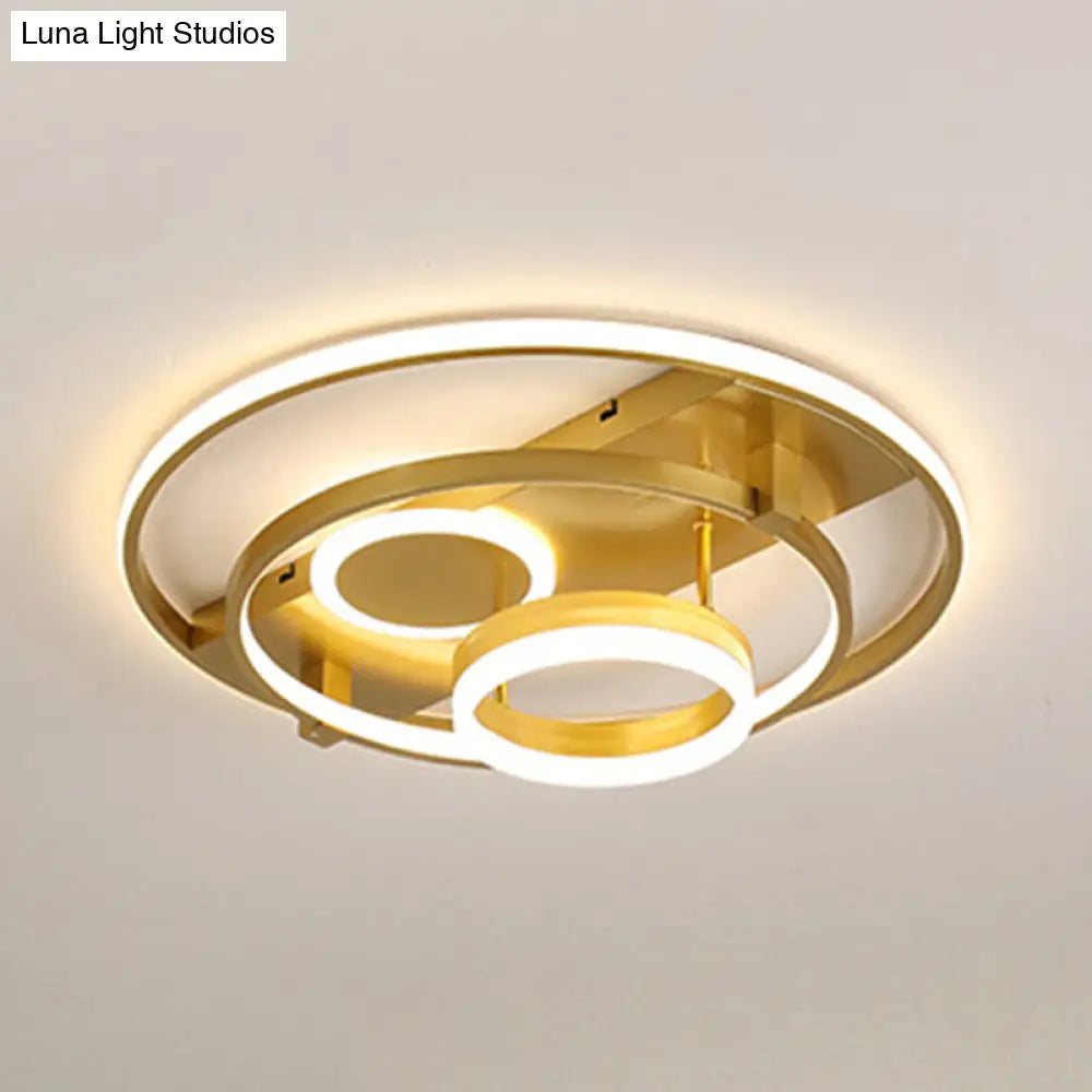 Contemporary Led Flush Mount Ceiling Light With Acrylic Cover - Gold Finish (18/21.5 Width)