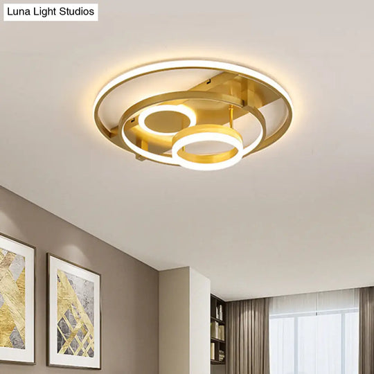 Contemporary Led Flush Mount Ceiling Light With Acrylic Cover - Gold Finish (18/21.5 Width)