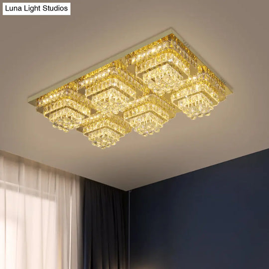 Contemporary Led Flush Mount Ceiling Light With Clear Crystal Shade