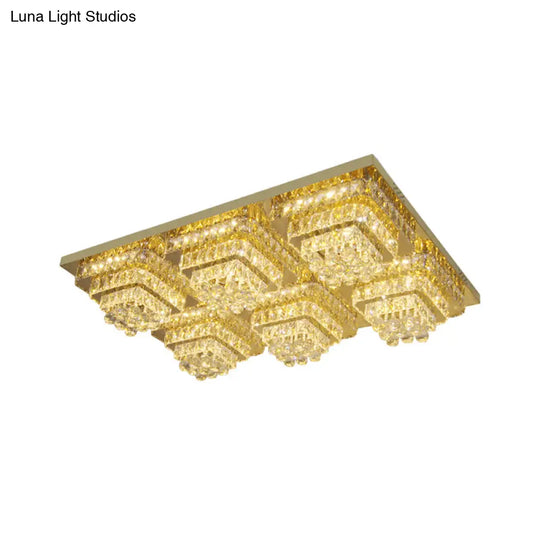 Contemporary Led Flush Mount Ceiling Light With Clear Crystal Shade