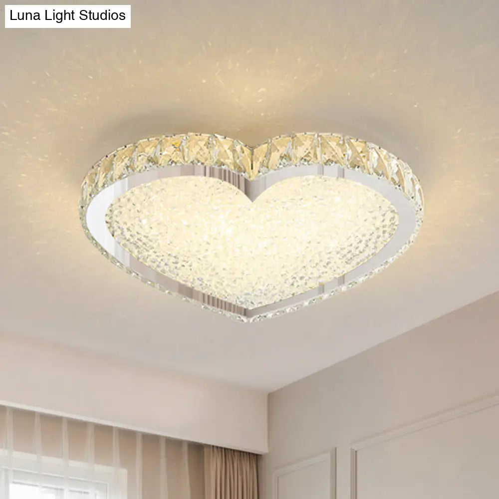 Contemporary Led Flush - Mount Crystal Ceiling Lamp – Stainless Steel