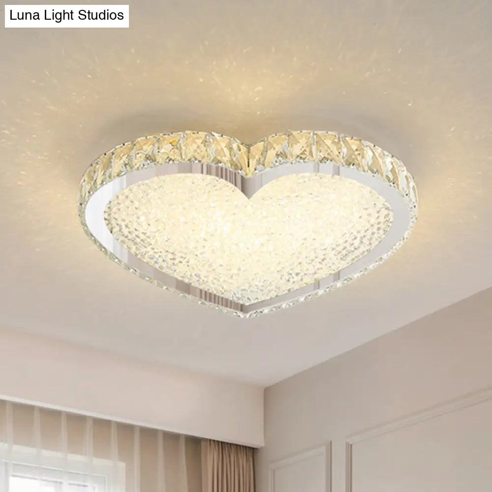 Contemporary Led Flush-Mount Crystal Ceiling Lamp Stainless Steel
