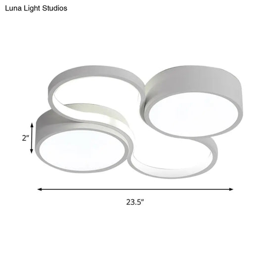 Contemporary Led Flush Mount Lamp - Black/White Circular Design 19.5’/23.5’ Wide Acrylic Shade