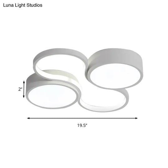 Contemporary Led Flush Mount Lamp - Black/White Circular Design 19.5’/23.5’ Wide Acrylic Shade