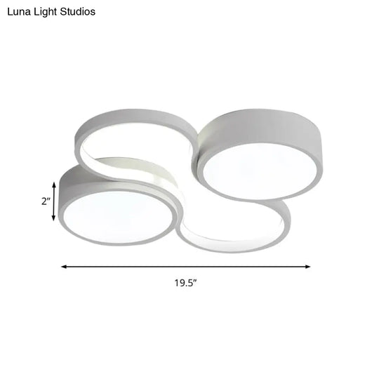 Contemporary Led Flush Mount Lamp - Black/White Circular Design 19.5/23.5 Wide Acrylic Shade