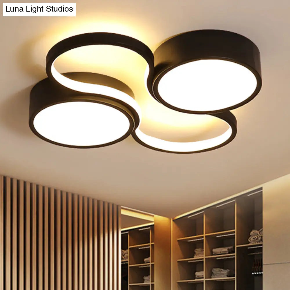 Contemporary Led Flush Mount Lamp - Black/White Circular Design 19.5’/23.5’ Wide Acrylic Shade