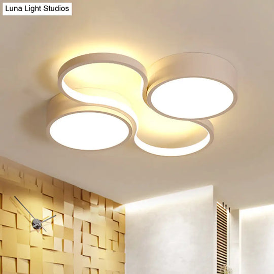 Contemporary Led Flush Mount Lamp - Black/White Circular Design 19.5/23.5 Wide Acrylic Shade