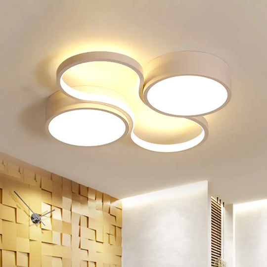 Contemporary Led Flush Mount Lamp - Black/White Circular Design 19.5’/23.5’ Wide Acrylic Shade