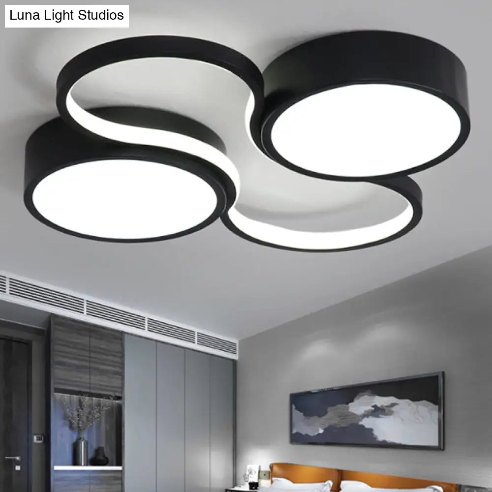 Contemporary Led Flush Mount Lamp - Black/White Circular Design 19.5/23.5 Wide Acrylic Shade
