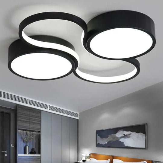Contemporary Led Flush Mount Lamp - Black/White Circular Design 19.5’/23.5’ Wide Acrylic Shade