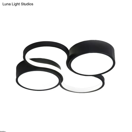 Contemporary Led Flush Mount Lamp - Black/White Circular Design 19.5’/23.5’ Wide Acrylic Shade