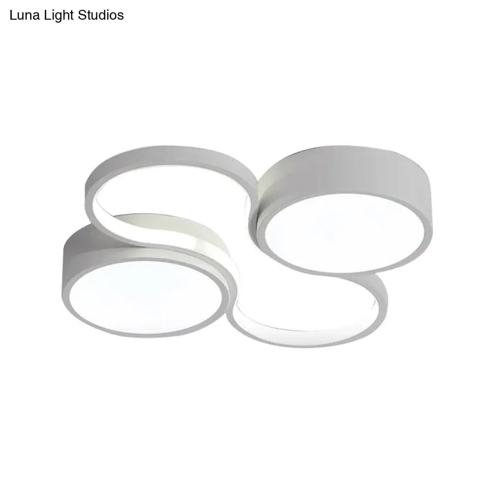 Contemporary Led Flush Mount Lamp - Black/White Circular Design 19.5/23.5 Wide Acrylic Shade