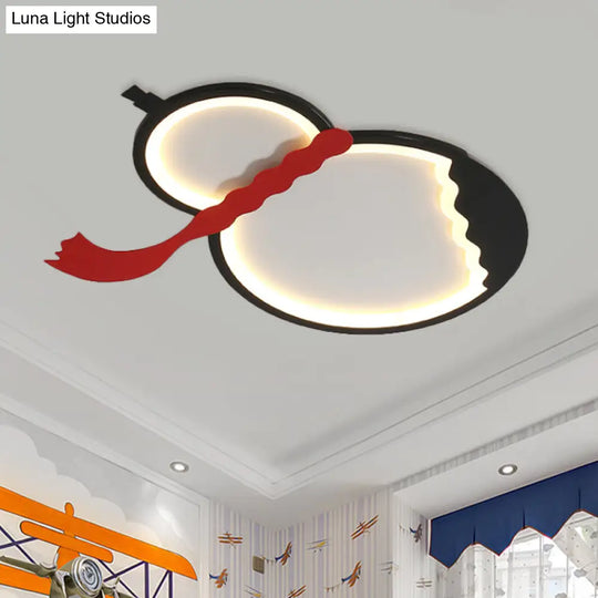 Contemporary Led Flush Mount Light: Black/Green/Yellow Gourd Design With Red Belt For Bedroom Black