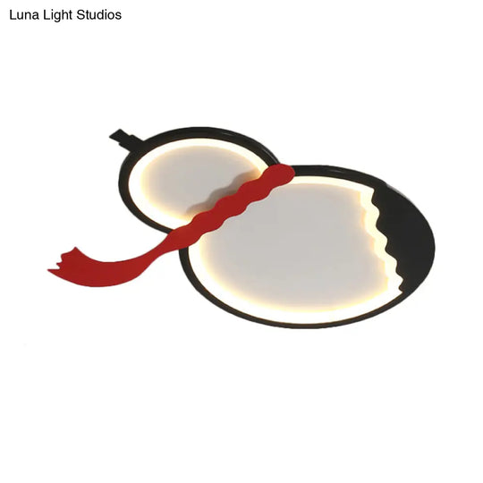 Contemporary Led Flush Mount Light: Black/Green/Yellow Gourd Design With Red Belt For Bedroom