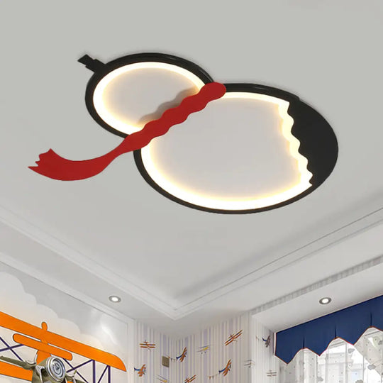 Contemporary Led Flush Mount Light: Black/Green/Yellow Gourd Design With Red Belt For Bedroom Black