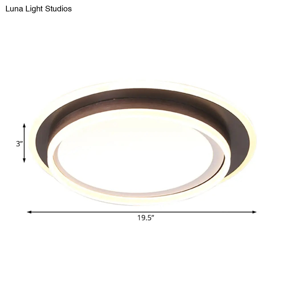 Contemporary Led Flush Mount Light Fixture - White Round 16/19.5 Wide Metal With Frosted Diffuser