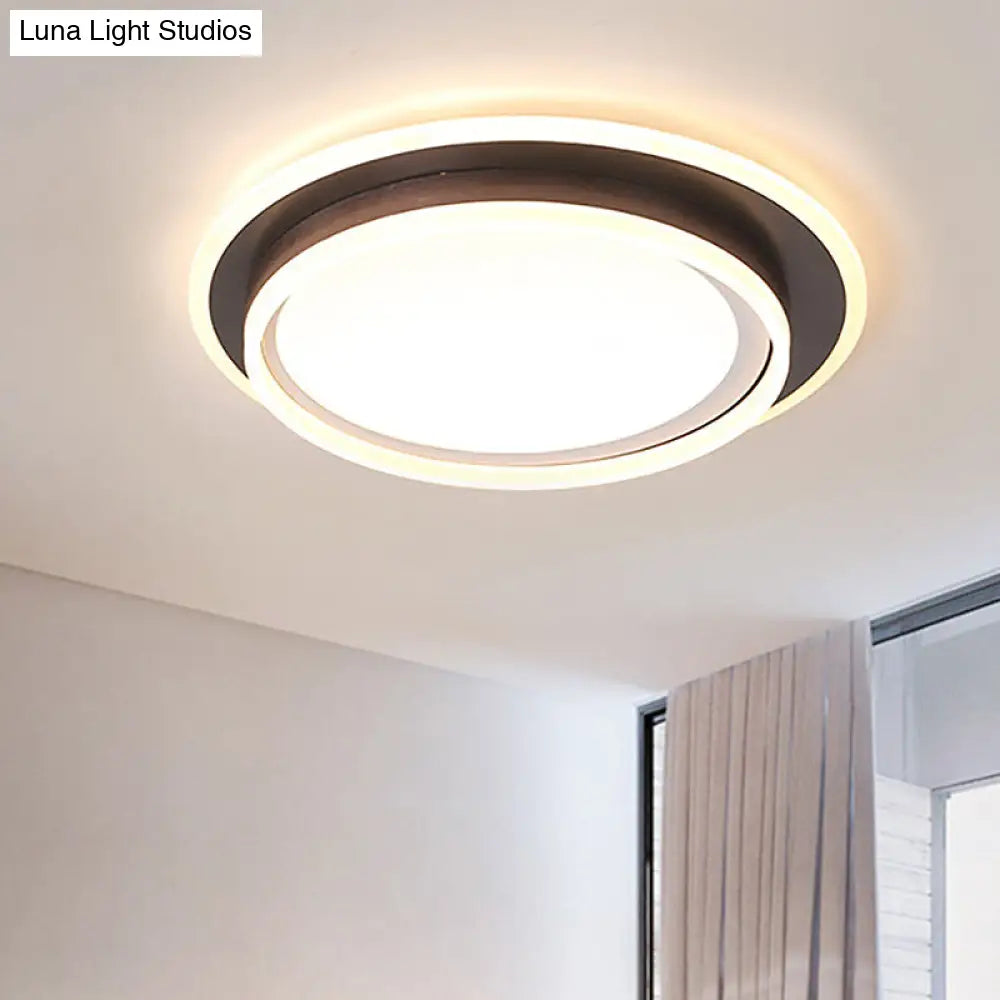 Contemporary Led Flush Mount Light Fixture - White Round 16’/19.5’ Wide Metal With Frosted