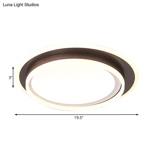 Contemporary Led Flush Mount Light Fixture - White Round 16’/19.5’ Wide Metal With Frosted