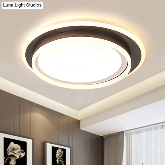 Contemporary Led Flush Mount Light Fixture - White Round 16/19.5 Wide Metal With Frosted Diffuser