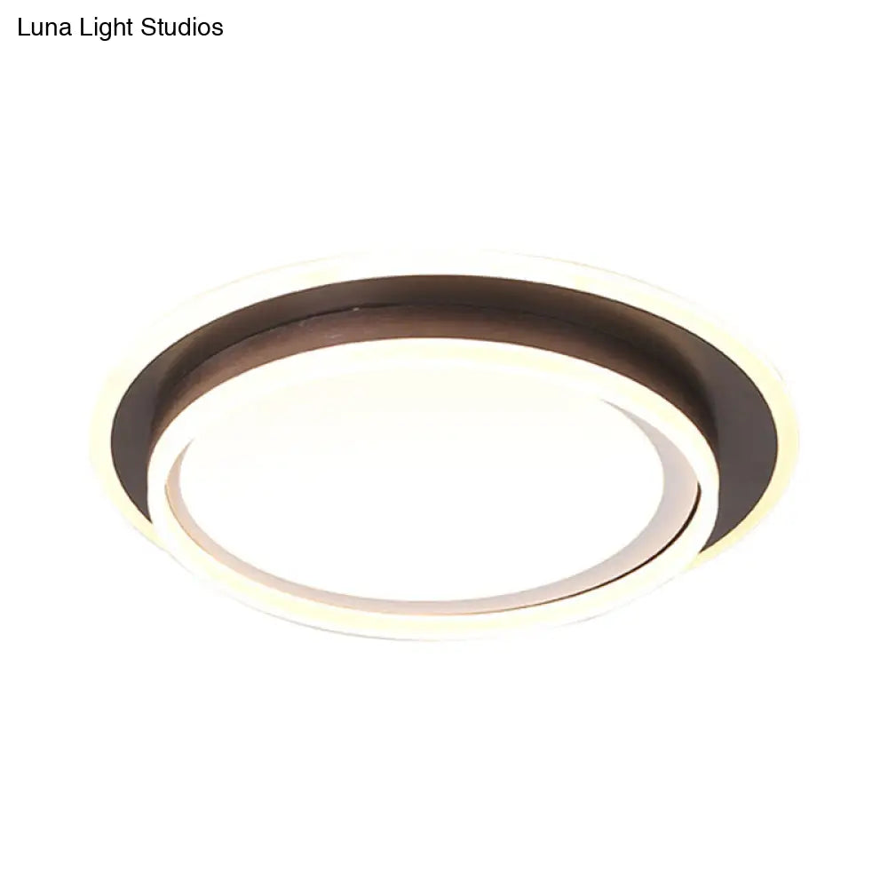 Contemporary Led Flush Mount Light Fixture - White Round 16/19.5 Wide Metal With Frosted Diffuser