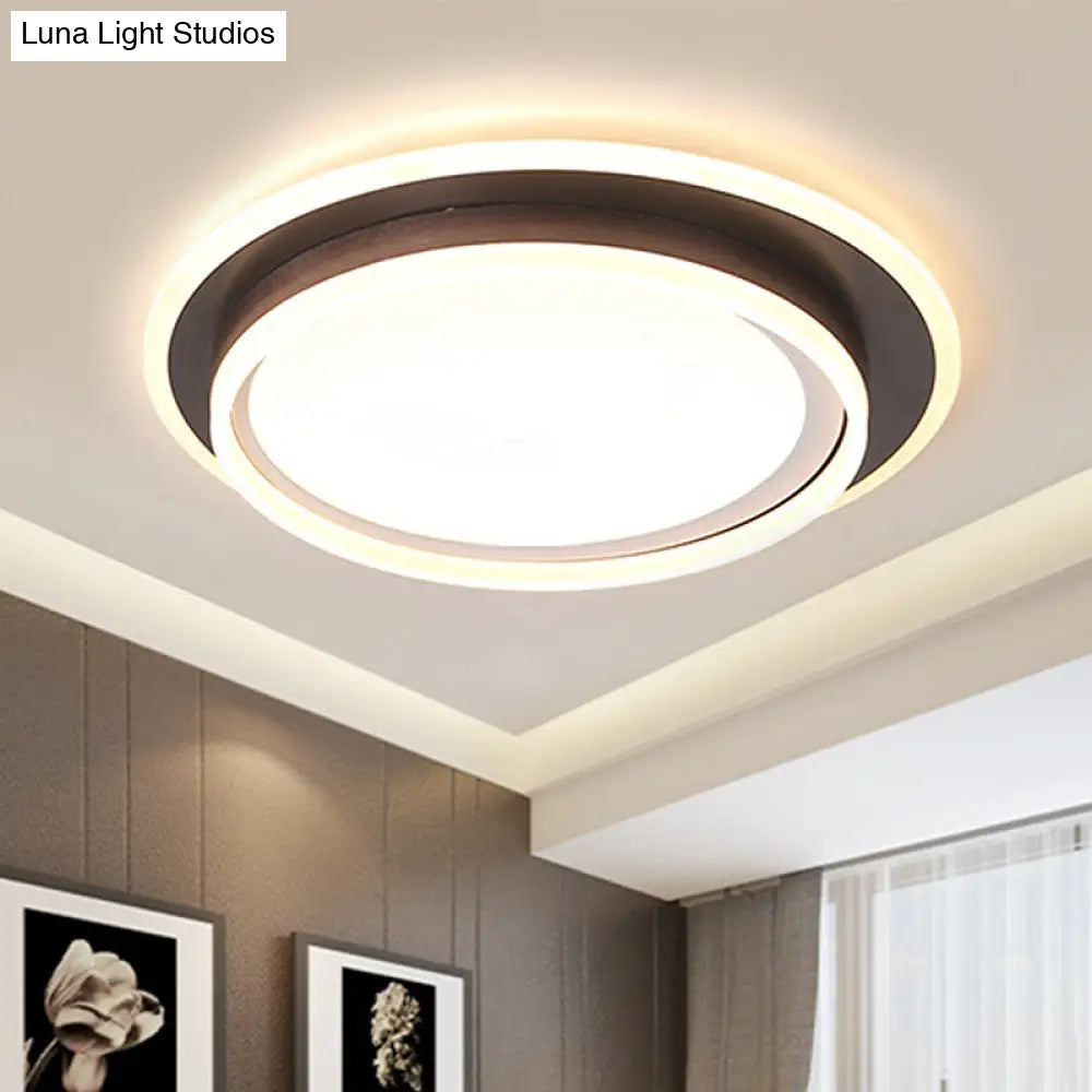 Contemporary Led Flush Mount Light Fixture - White Round 16’/19.5’ Wide Metal With Frosted