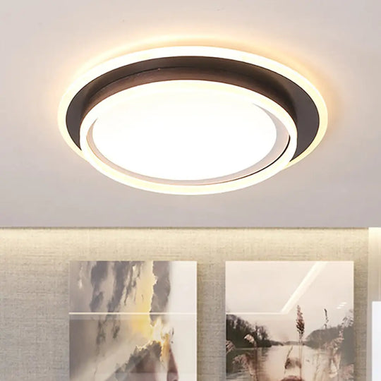 Contemporary Led Flush Mount Light Fixture - White Round 16’/19.5’ Wide Metal With Frosted