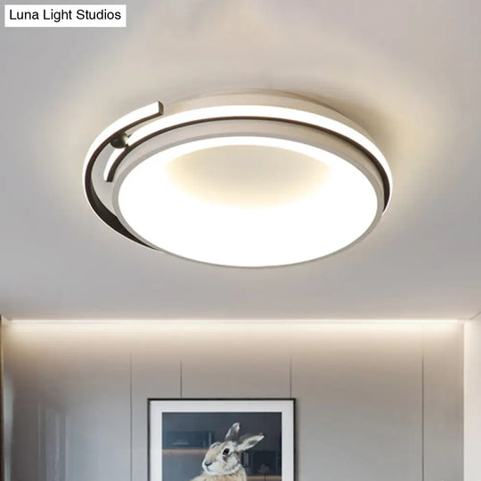 Contemporary Led Flush Mount Light For Living Room - Round Acrylic Shade Black/Grey Finish