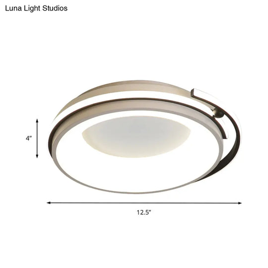 Contemporary Led Flush Mount Light For Living Room - Round Acrylic Shade Black/Grey Finish