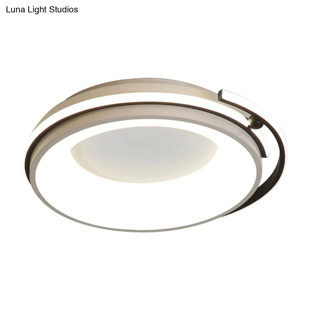 Contemporary Led Flush Mount Light For Living Room - Round Acrylic Shade Black/Grey Finish