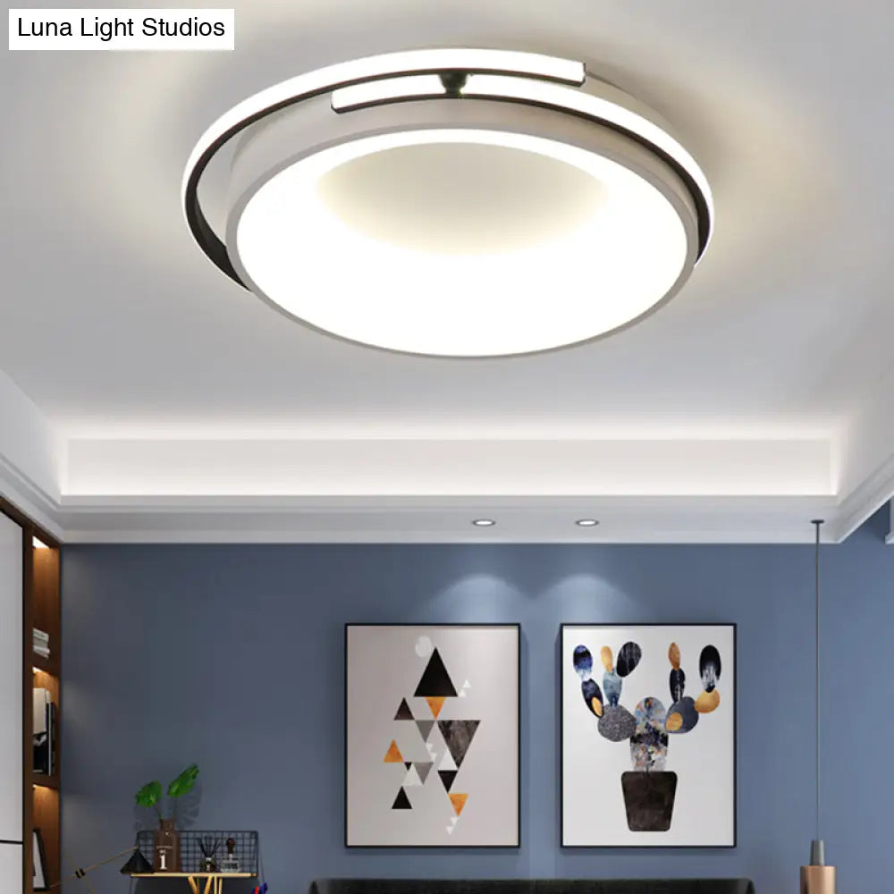 Contemporary Led Flush Mount Light For Living Room - Round Acrylic Shade Black/Grey Finish