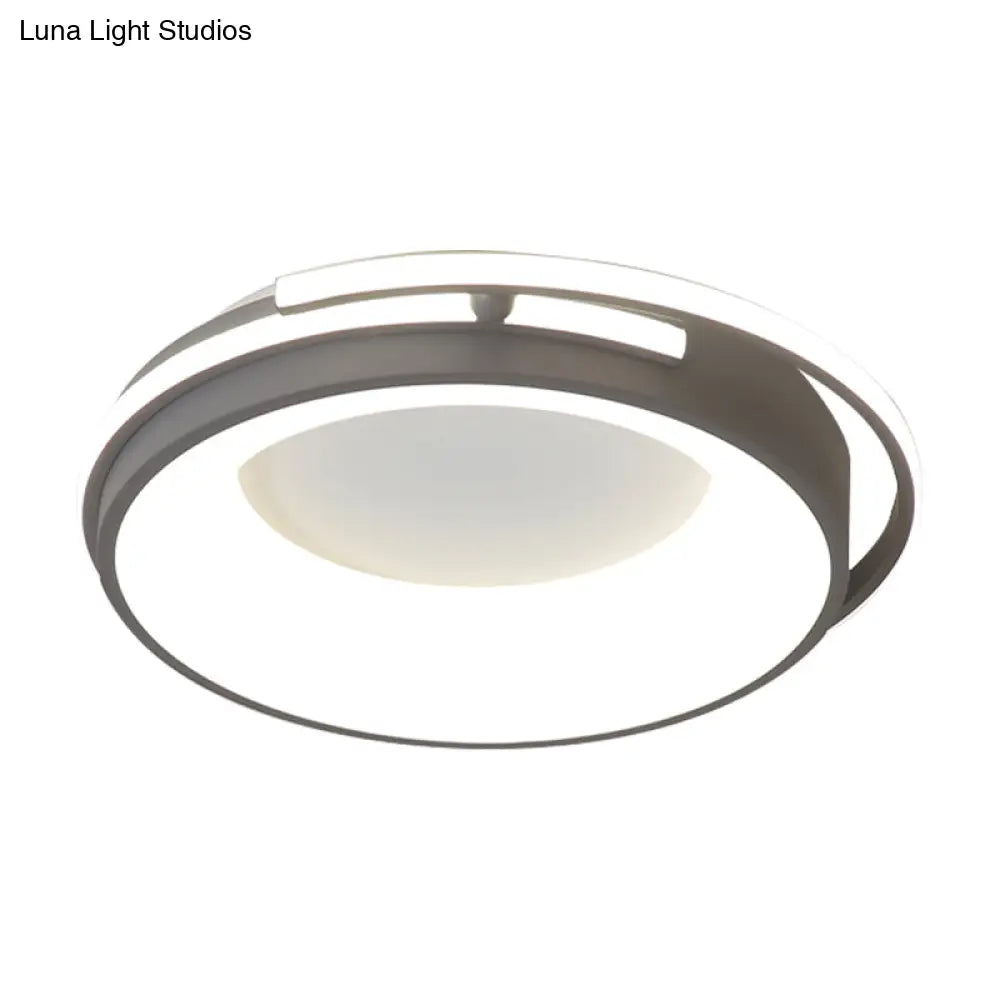 Contemporary Led Flush Mount Light For Living Room - Round Acrylic Shade Black/Grey Finish
