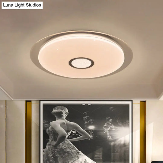 Contemporary Led Flush Mount Light In White/Natural For Living Room