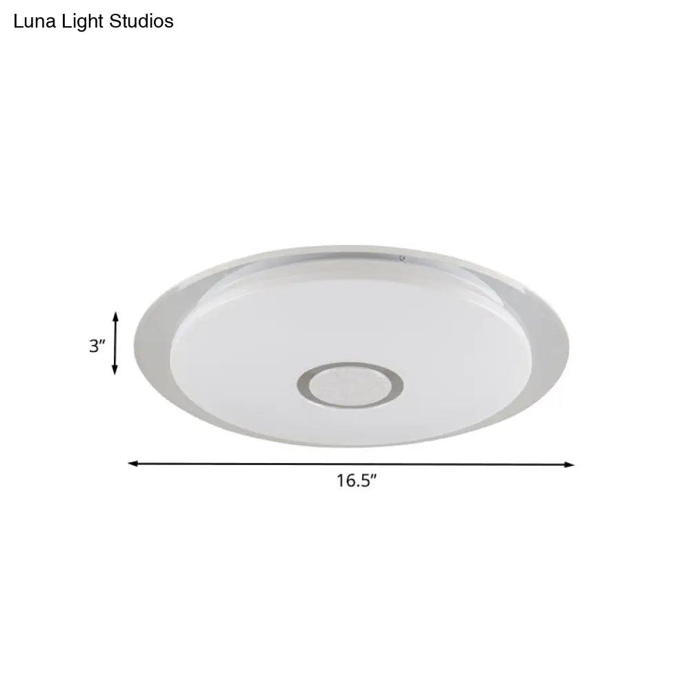 Contemporary Led Flush Mount Light In White/Natural For Living Room