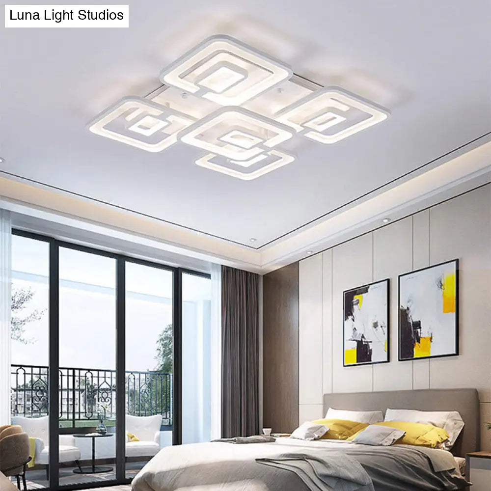 Contemporary Led Flush Mount Light White Multi-Layer Ceiling Lamp With Acrylic Shade In