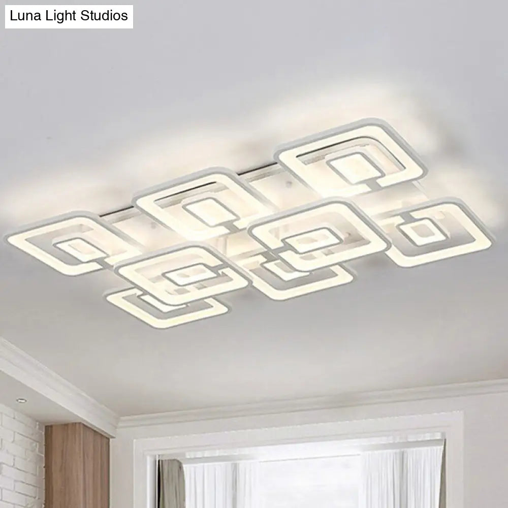 Contemporary Led Flush Mount Light White Multi-Layer Ceiling Lamp With Acrylic Shade In