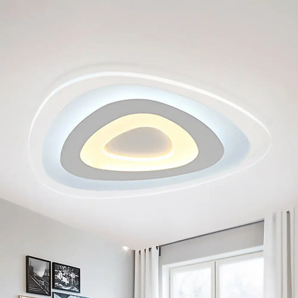 Contemporary Led Flush Mount Light - Wide Acrylic Shade Triangle Ceiling Lamp (16’/20’/24.5’)