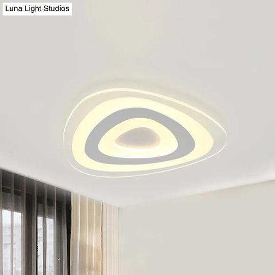 Contemporary Led Flush Mount Light - Wide Acrylic Shade Triangle Ceiling Lamp (16’/20’/24.5’)