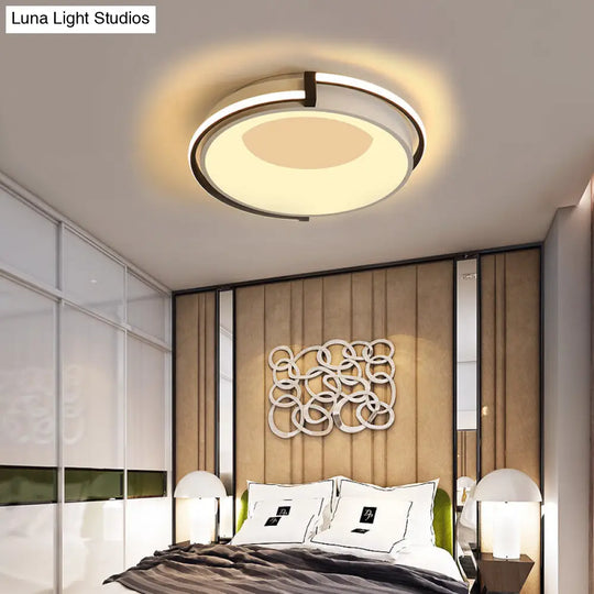 Contemporary Led Flush Mount Light With Black/Grey Ring And Acrylic Shade In White/Warm/Neutral -
