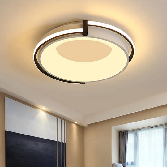 Contemporary Led Flush Mount Light With Black/Grey Ring And Acrylic Shade In White/Warm/Neutral -