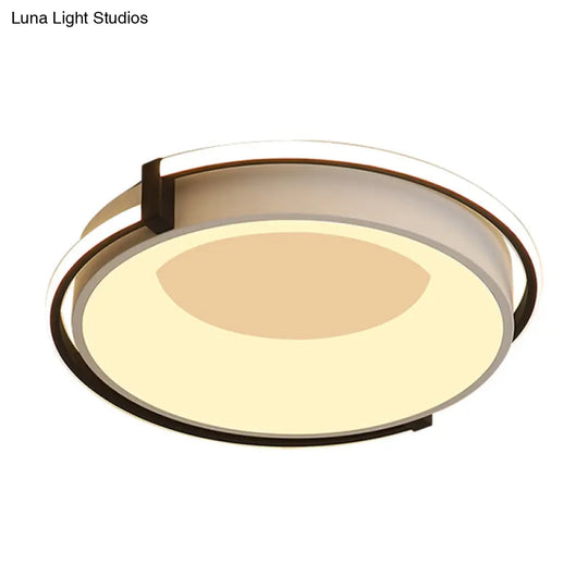 Contemporary Led Flush Mount Light With Black/Grey Ring And Acrylic Shade In White/Warm/Neutral -