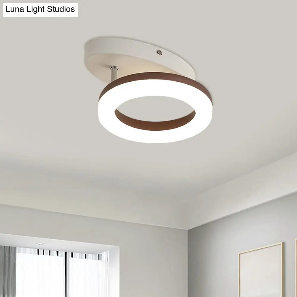 Contemporary Led Flush Mount Light With White/Warm Glow & Metal Ring In 8.5/11.5 Width White / 8.5