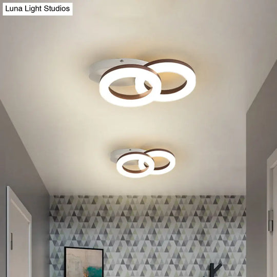 Contemporary Led Flush Mount Light With White/Warm Glow & Metal Ring In 8.5/11.5 Width