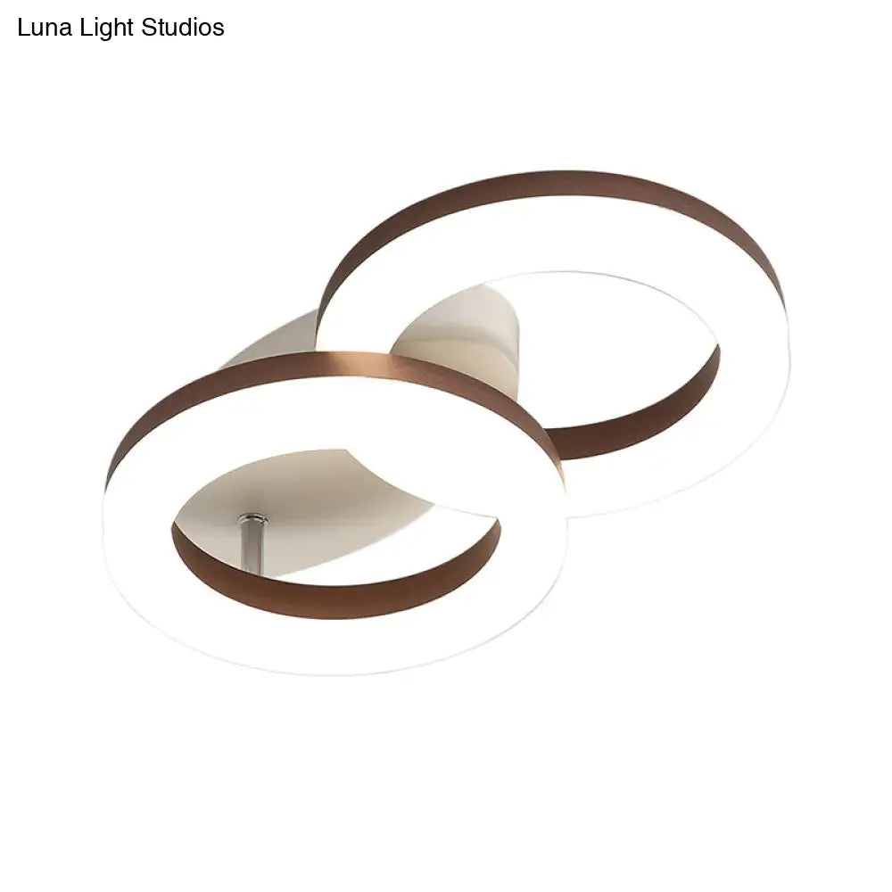 Contemporary Led Flush Mount Light With White/Warm Glow & Metal Ring In 8.5’/11.5’ Width