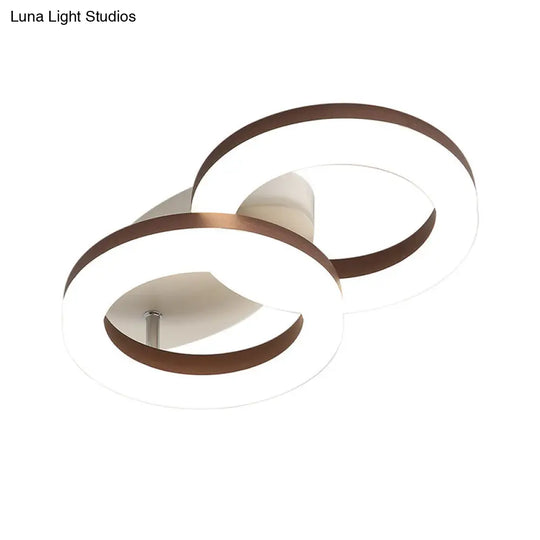 Contemporary Led Flush Mount Light With White/Warm Glow & Metal Ring In 8.5/11.5 Width