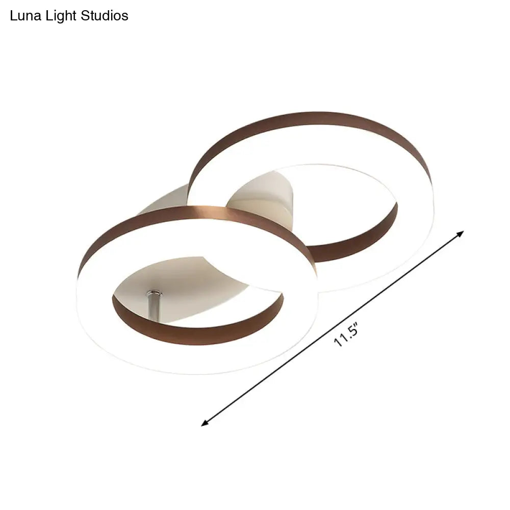 Contemporary Led Flush Mount Light With White/Warm Glow & Metal Ring In 8.5’/11.5’ Width