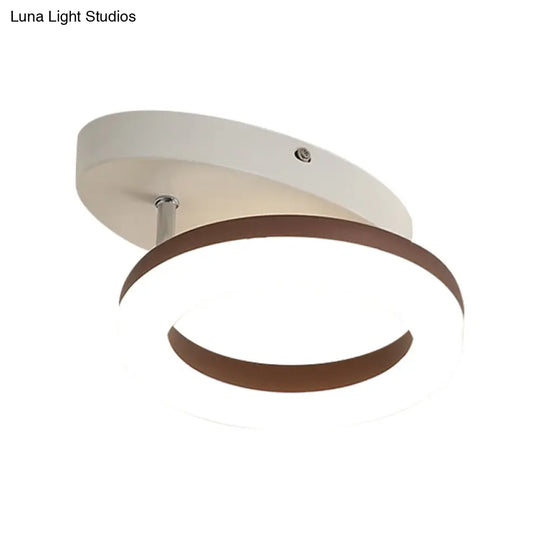 Contemporary Led Flush Mount Light With White/Warm Glow & Metal Ring In 8.5’/11.5’ Width