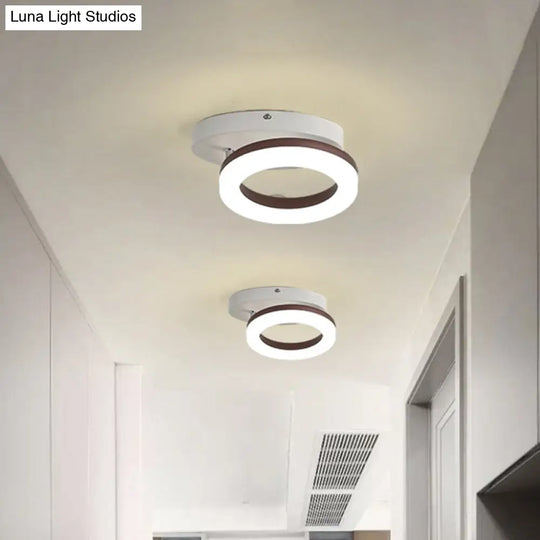 Contemporary Led Flush Mount Light With White/Warm Glow & Metal Ring In 8.5’/11.5’ Width