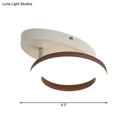 Contemporary Led Flush Mount Light With White/Warm Glow & Metal Ring In 8.5/11.5 Width