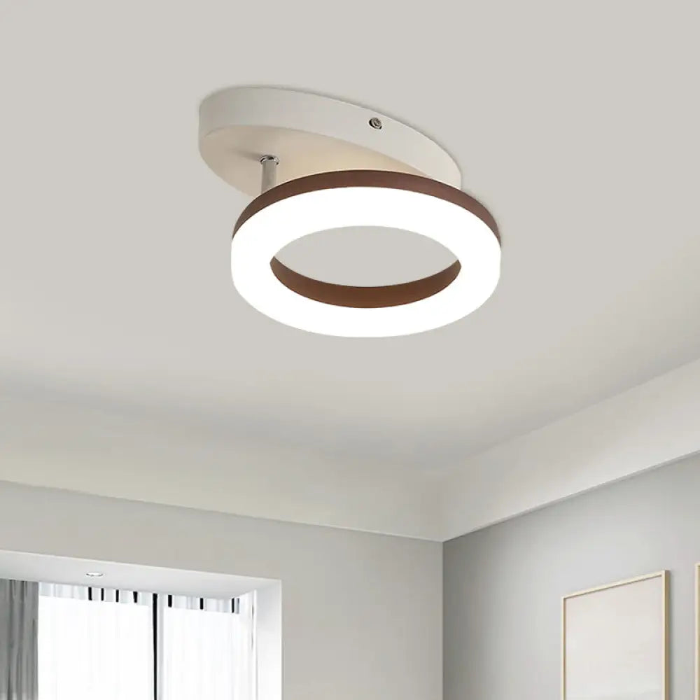Contemporary Led Flush Mount Light With White/Warm Glow & Metal Ring In 8.5’/11.5’ Width White
